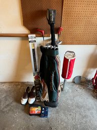 R0 Vintage Golf Ball Shag Bag, Wilson Bag With Clubs, Balls, Shoes, Tennis Rackets Wilson, Swing Setter