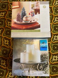 Rm8 New In Box Pillar Candle With Stand Set And Candle Gift Set