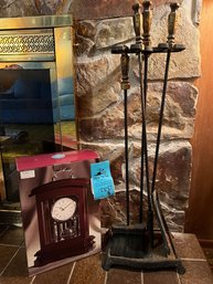 Rm8 Fireplace Tools, New In Box Wallace Mantle Clock