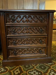 Rm8 End Table Glass Panels Over Wood Carving