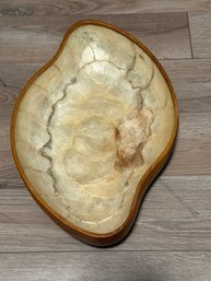 RDS Wood Carved Bowl With Mother Of Pearl Inlay