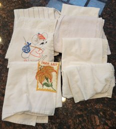 R1 Set Of Cotton Dish Towels With Embroidered Designs