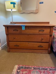 Vintage Wooden Three Drawer Dresser Measures 48in X 21x 30 In.
