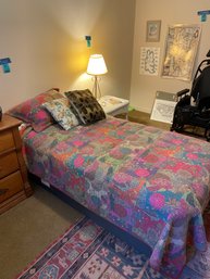 Twin Bed And Comforter, Decorative Pillows And Mattress Cover