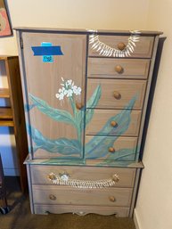 Hand Painted Decorative Chest Measures 32in X 18in X 55in.