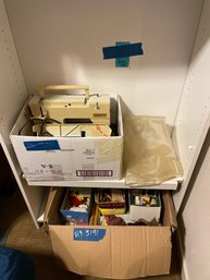 Vintage  Husqvarna Sewing Machine, Notions, Thread, Sewing Accessories And Bookshelf