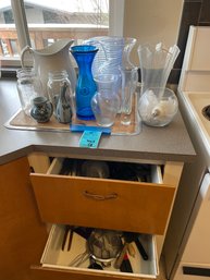 Crockery Pitcher, Stone Oil Pitcher, Vases, Kitchen Utensils And Canning Jars