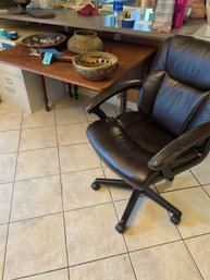 Office Chair, Wooden Dining Table And Placemats