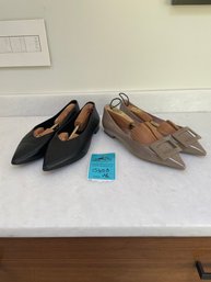 Roger Vivier Sz. 40.5 And Lafayette 148 Ladies Flats