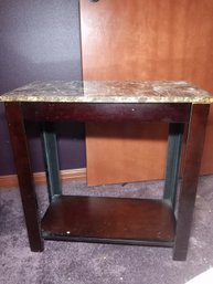R3 End Table W/ Marble Top & Shelf Surface Wear.