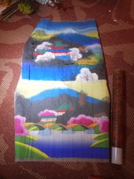 R1 Vintage Japanese Scenic Fabric Wall Hanging / Textile Art
