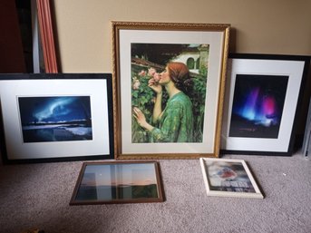 R4 5-piece Framed Art And Photography Lot. Largest Frame Approx. 22'x28'. Smallest Frame Approx. 9'x11'