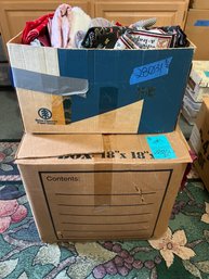 R9 Two Boxes Of Fabric. Large Box Appears To Be Large Scrap/cut Pieces