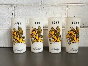 1960s Iowa Hawkeyes Frosted Tumbler Glasses - Set Of 4