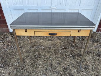 1940s Enamel Top Kitchen Dining Table With Hidden Pop Up Leaves
