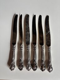 Set Of 6 Sterling Silver Handle Butter Knives