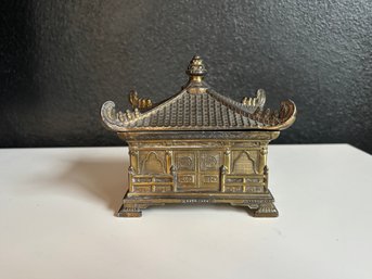Solid Metal Japanese Pagoda Cigarette Box / Trinket Box