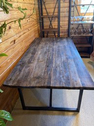 Rustic Industrial Wood Dining Table With Metal Base