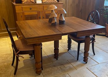 Vintage Oak Dining Table With Turned Legs
