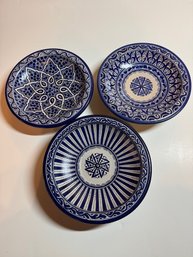 Set Of 3 Hand-Painted Moroccan Ceramic Bowls