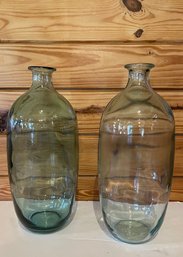 Pair Of Large Hand-Blown Demi Johns