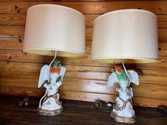 Pair Of Parrot Table Lamps