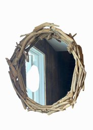 Rustic Driftwood Framed Wall Mirror  Organic Coastal Style