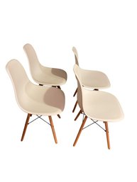 Four White Modern Style Chairs