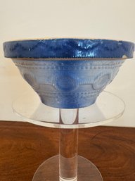 Antique Cobalt Blue Decorated Stoneware Bowl