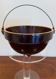 Antique Glazed Stoneware Hanging Bowl Or Kettle