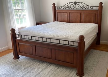 Sumpter Furniture Cherry King Bed With Wrought Iron Accents