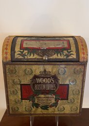 Antique Woods Boston Coffees Tole Advertising Bin