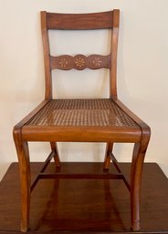 Antique Inlaid Wooden Side Chair With Caned Seat