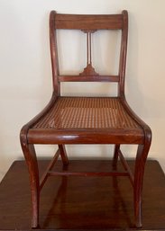 Antique Wooden Side Chair With Caned Seat
