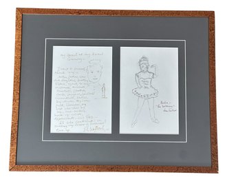 Eli Wallach & Anne Jackson  Handwritten Speech & Original Drawing