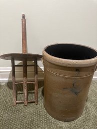 Antique Stoneware Butter Churn