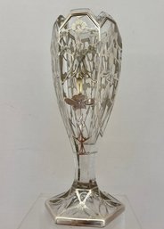 Art Nouveau Faceted Glass Vase With Silver Overlay
