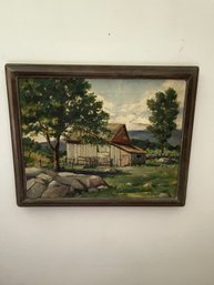 Oil Painting Of A Barn