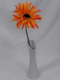 White Vase With Faux Flower