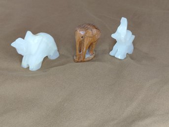 Mini Elephant Figures - Marble And Wood