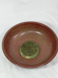 Stoneware Pottery Bowl With Flower Frog