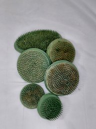 Green Metal Flower Frogs - Six