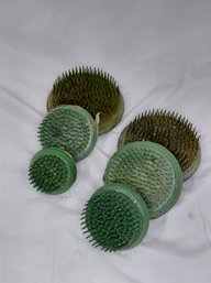 Six Metal Flower Frogs - Green