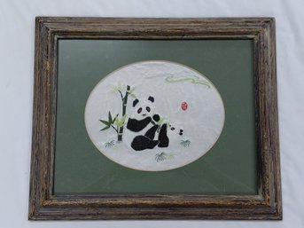 Chinese Silk Framed Needlepoint/Embroidery
