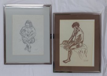 P.Gage Sketch 'Seated People' - Silver Frames