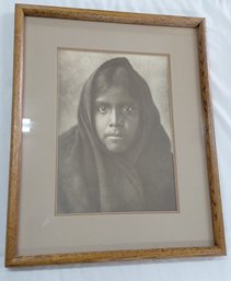 'Qahatika Girl' Photo By Edward S. Curtis - Wood Frame