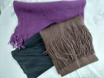 Three Scarves - Purple, Black, Brown