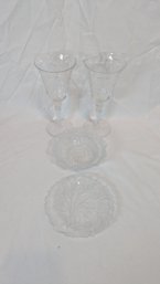 Crystal Wine Glasses With Clear Plates