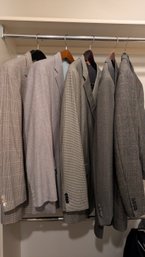 Men's Gray And Houndstooth Suit Jackets - Five