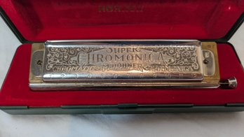 Super Chromonica M. Hohner Harmonica With Case - F